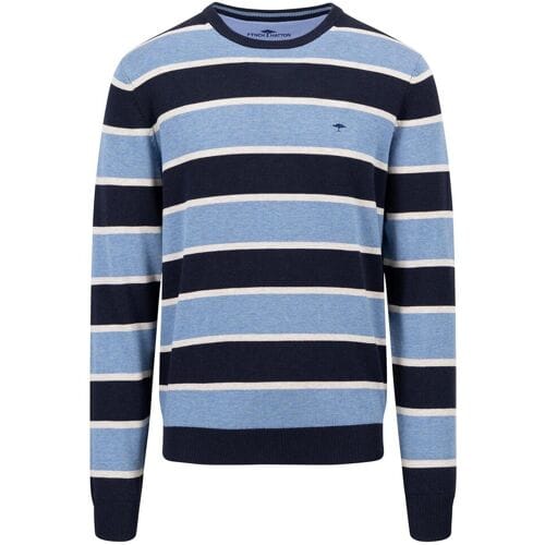 Fynch-Hatton Trui O-Neck Stripe Superfine Cotton Cloud Blue / male
