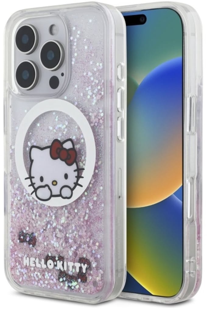 Hello Kitty Glitter Bows - Hoesje voor iPhone 16 Pro - MagSafe Compatibel - Wit