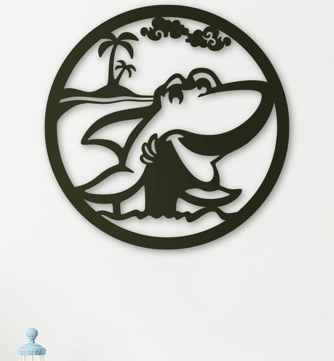 Wanddecoratie Kinderen | Haai rond - L (60x60cm)