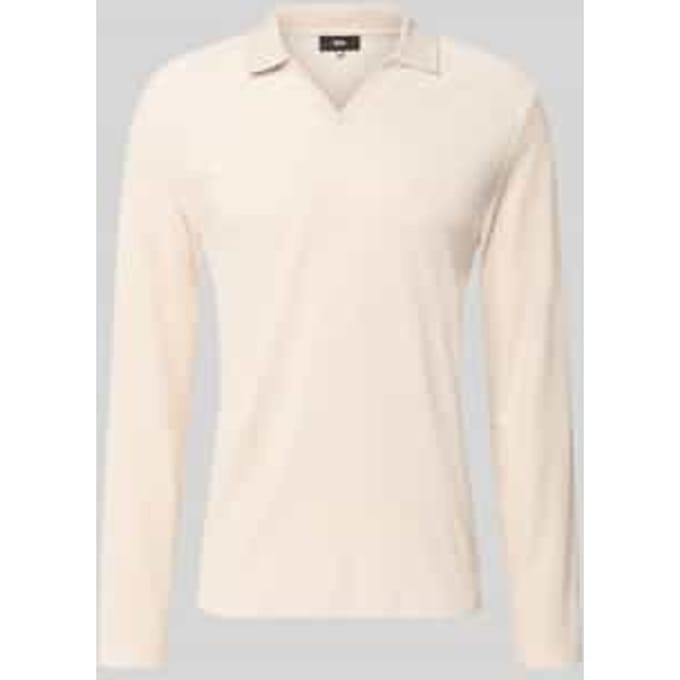 Shirt met lange mouwen met polokraag en v-hals model 'BOLL'
