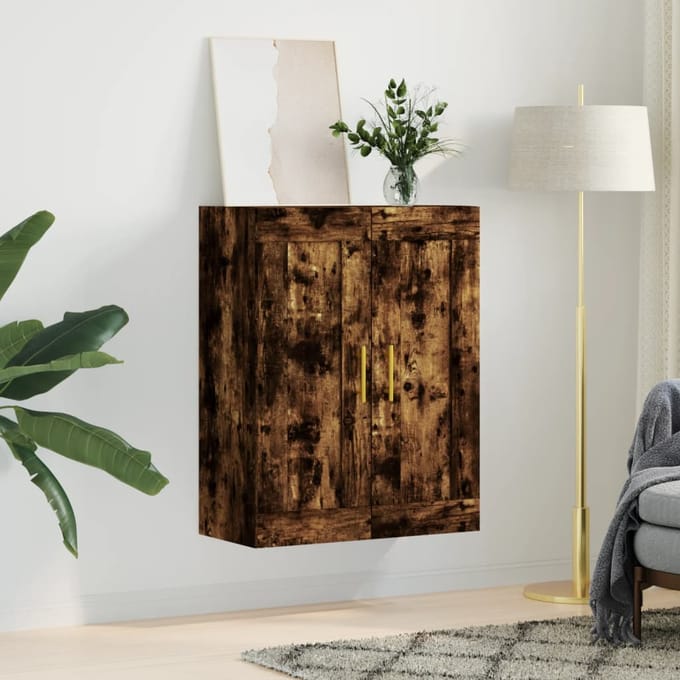 vidaXL - Wandkast - 69,5x34x90 - cm - bewerkt - hout - gerookt - eikenkleurig