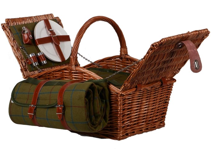 UNUS® Picknickmand met deken en inhoud voor 2 personen
