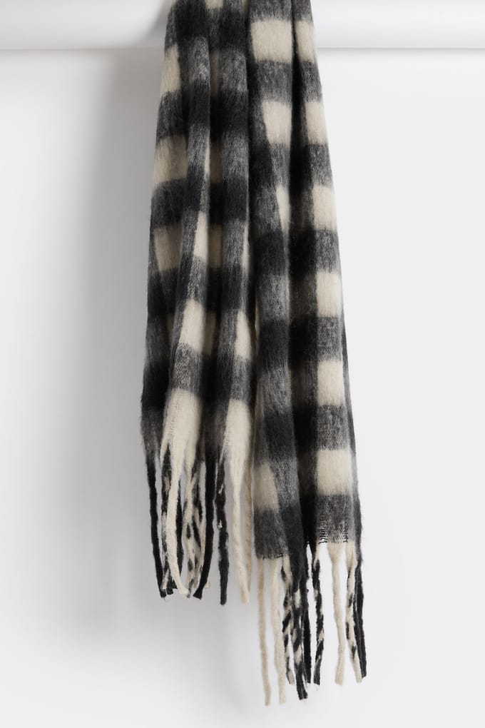Yours Zwarte Geruite Zachte Sjaalsize One Size