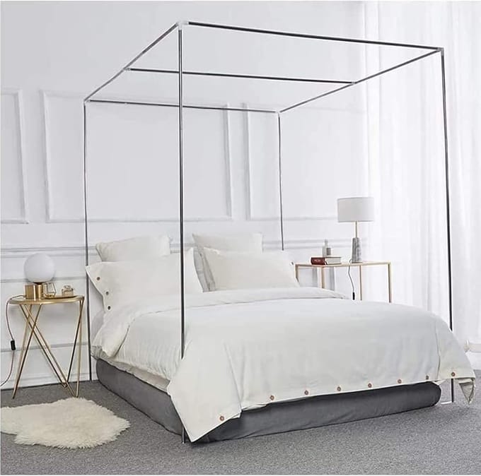 Luifel Bed Frame - Klamboe Beugel - Bed Bescherming - Roestvrij Staal - 1.5 x 2 m - Zilver