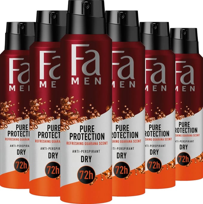 6x Fa Men Deodorant Spray Pure Guarana 150 ml