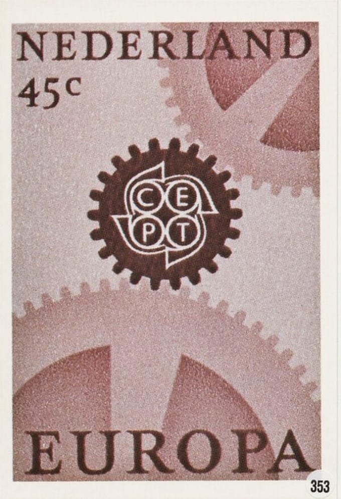 Briefkaart met afbeelding C.E.P.T. Symbool Industriële kracht van Europa postzegel