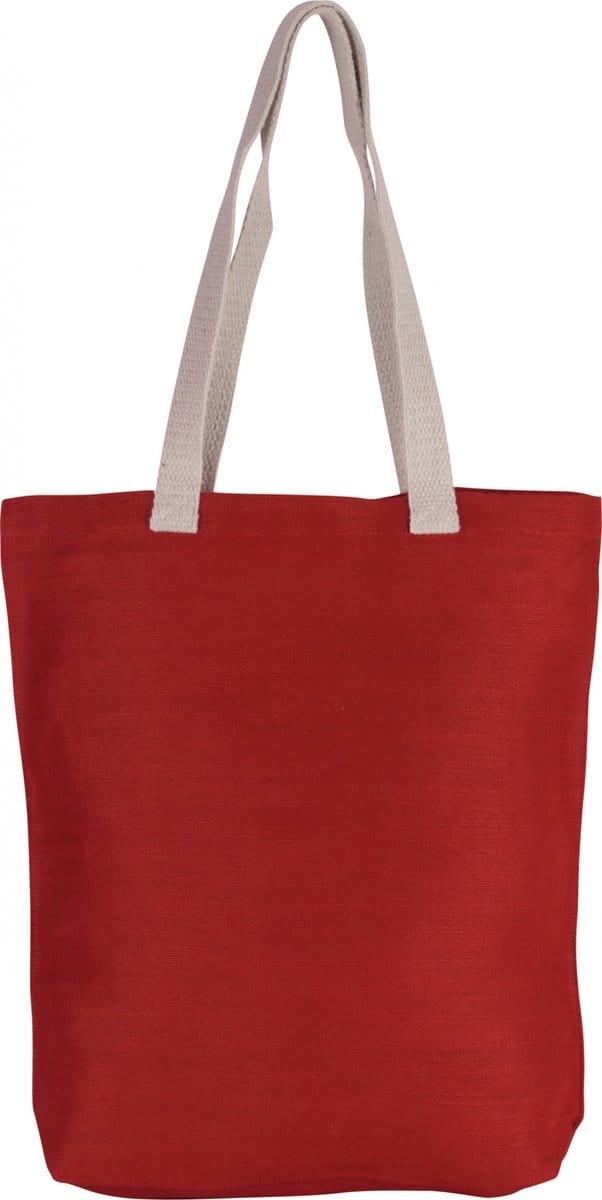 Kimood Shopper van jute/katoen KI0229 - Crimson Red - One size