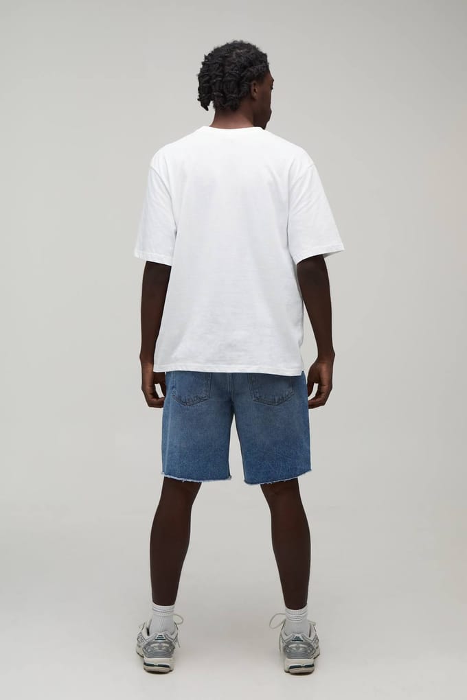 Relaxed Fit Gescheurde Gewassen Denim Shorts | Washed Blue | Size 28