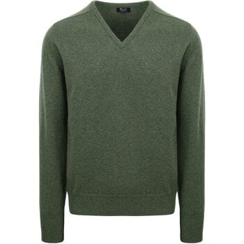 William Lockie Trui Lamswol V-Hals Olijfgroen - Maat XXL - Heren - Pullovers