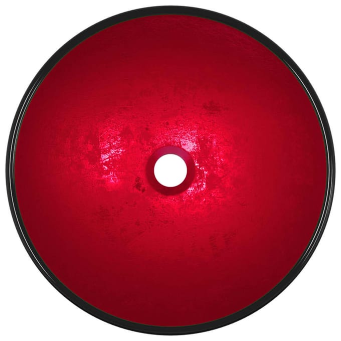 vidaXL - Wasbak - 42x14 - cm - gehard - glas - rood