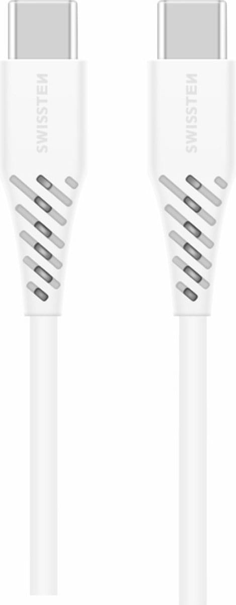 Swissten USB-C naar USB-C kabel - Geschikt voor Macbook/iPad - 2.5M - 100W Power Delivery - Laptop oplader - Wit