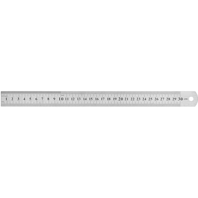 Règle de 30 cm, longueur mesurable de 30 cm, échelle claire, règle précise en acier inoxydable avec 2 white