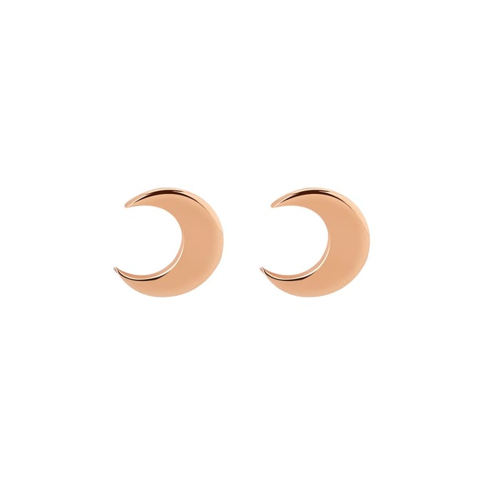 Rosé Goud Plated Maan Oorknopjes