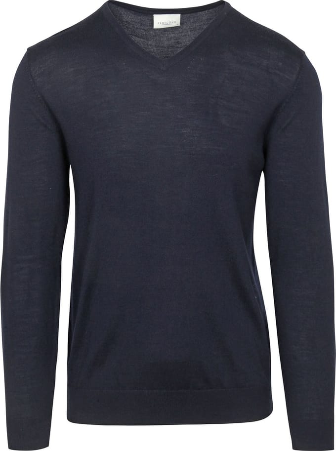 Profuomo Pullover V-Hals Merinowol Navy - Maat XXL - Heren - Pullovers