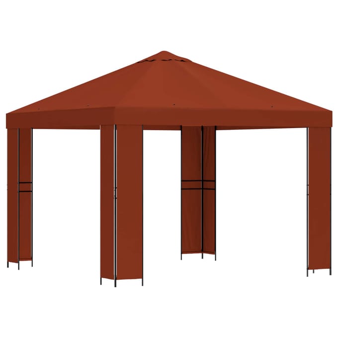 vidaXL - Prieel - 3 - x - 3 - m - Terracotta - Polyester - en - Staal - 190 - gsm
