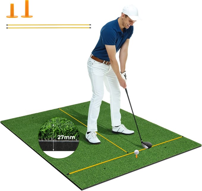 COSTWAY Golf Putting Mat 152x117 cm 22 mm dik - Afslagmat Golf EVA - Oefenmat Golf - Golf Accessoire
