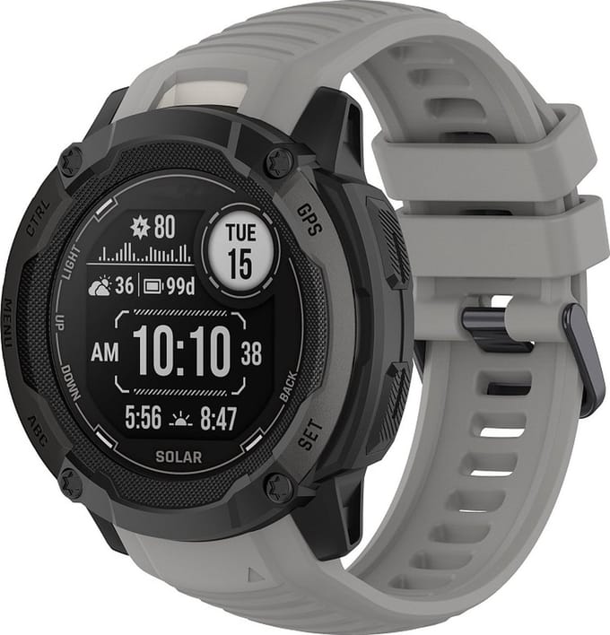 Siliconen bandje - geschikt voor Garmin Instinct 2X (Solar) - grijs
