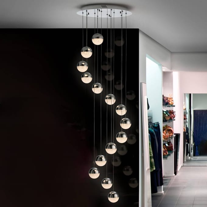 Schuller Valencia LED hanglamp Sphere 14-lamps chroom app