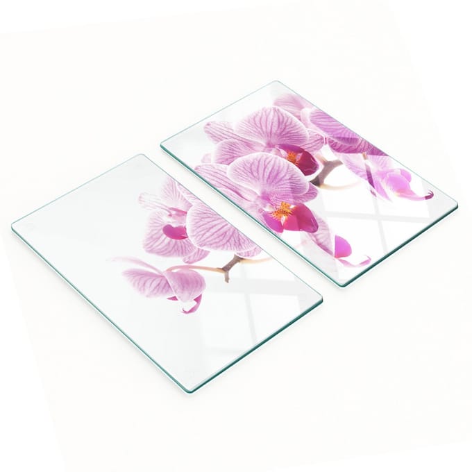 Keukenplanken van gehard glas met roze orchidee-afbeeldingen, 2x30x52 cm