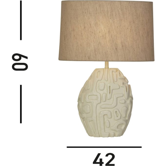 Searchlight Tafellamp Adelaide, crème, hoogte 59,5 cm, textiel/hars