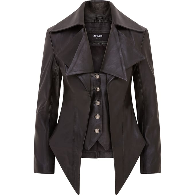 Dames Gothic Mid-Length Edwardian leren jas - Sandvika