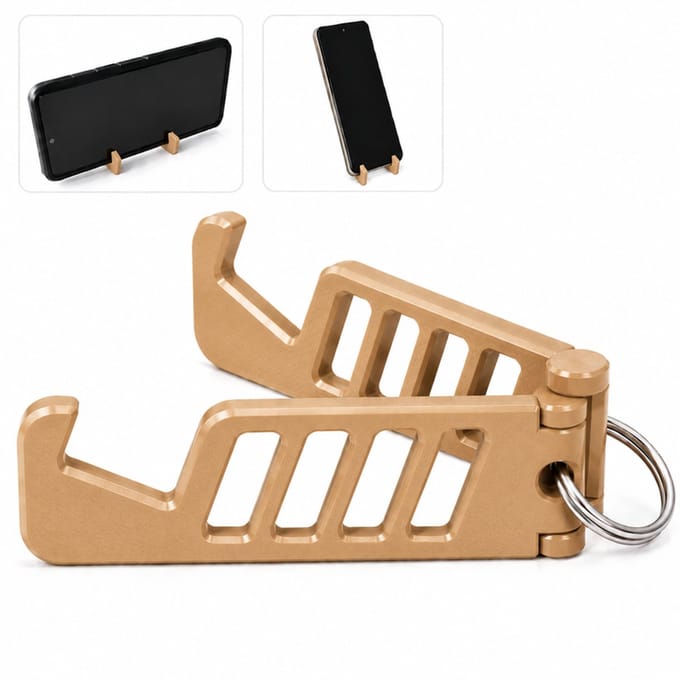 Compact Opvouwbare Telefoonhouder Sleutelhanger – Verstelbare Smartphone Standaard Geschikt voor iPhone, Samsung en Android – Oak – smartphonehouder