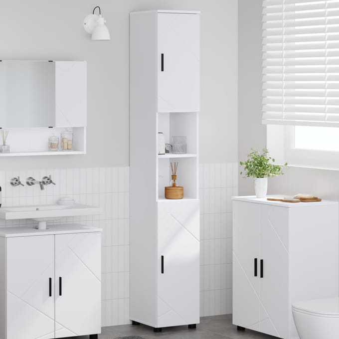 vidaXL - Badkamerkast - Wit - 30 - x - 35 - x - 192 - cm - Bewerkt - hout, - Metaal
