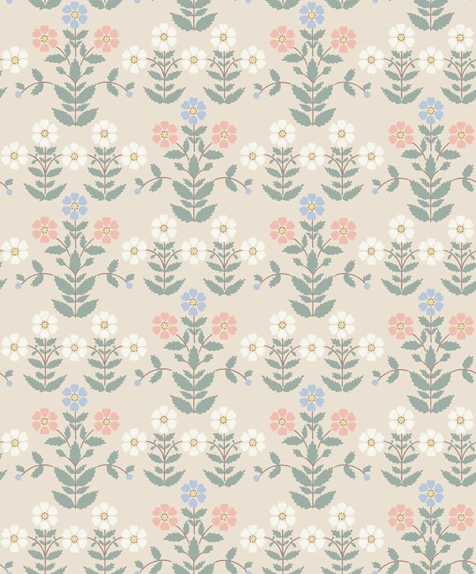 Boråstapeter Vliesbehang 4812 - New Heritage - Bloemen Beige - 53cm x 10.05m