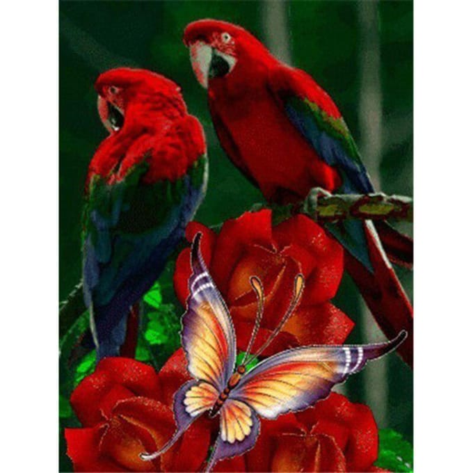 Peinture diamant 5D fleur Rose et papillon, broderie diamant, point de croix 20X30CM red