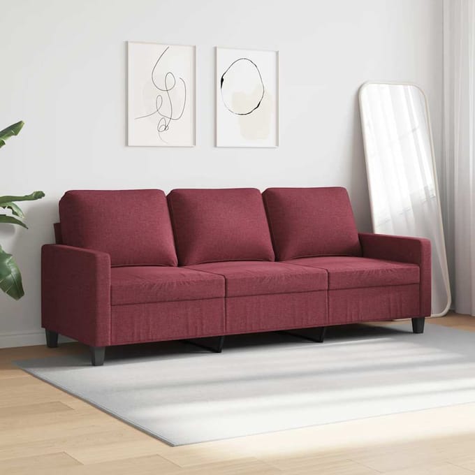 vidaXL - Driezitsbank - 180 - cm - stof - wijnrood