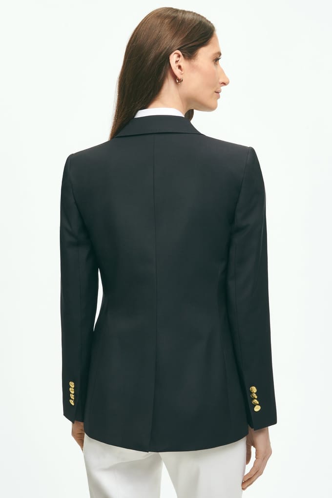 Brooks Brothers Wool Blazer With Gold Shank Buttons Navy Größe: 2 | Blazer Outlet | Damen | Gelb