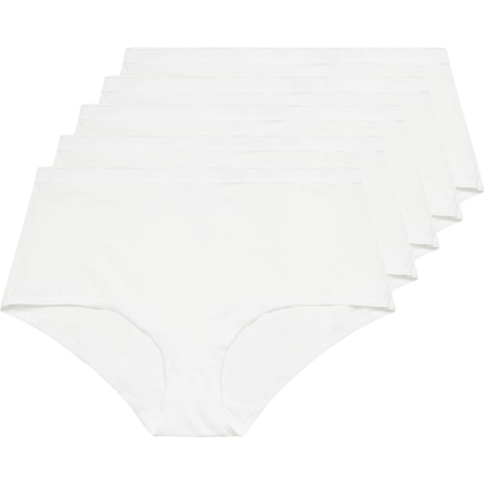 Yours 5 Pack Tailleslips Van Katoenmix Met Stretch In Wit Size 66-68