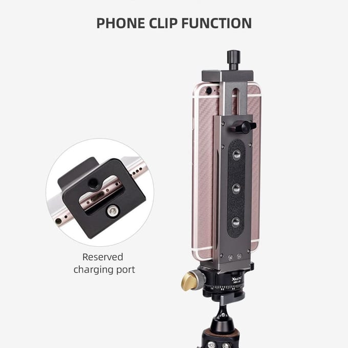 XILETU XJ15 Smartphone Tablet Statief Mount Telefoonhouder Klem Aluminiumlegering zilver
