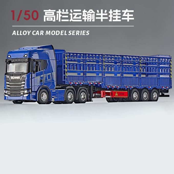 1:50 Scania Dubbeldeks Platbodem Transportvoertuig Legering Metaal Diecast Modelauto Bureau Display Verzamelobject Ornament Vakantiespeelgoed