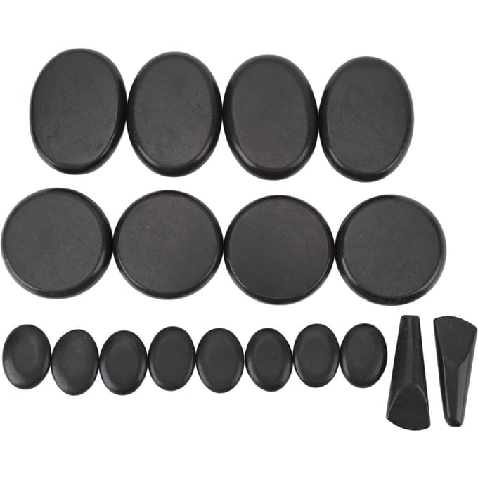 Elektrische Hete Stenen Set met Aluminium Verwarmer Temperatuurregeling 6 Timerinstellingen Professioneel 3 Maten Stenen voor black