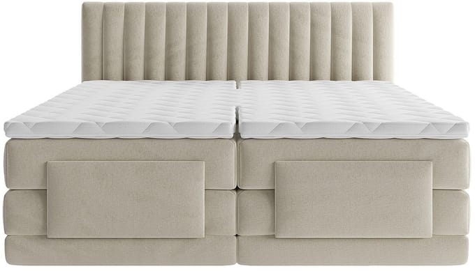 Vente-unique Boxspringbed fluweel beige 2 x 80 x 200 cm