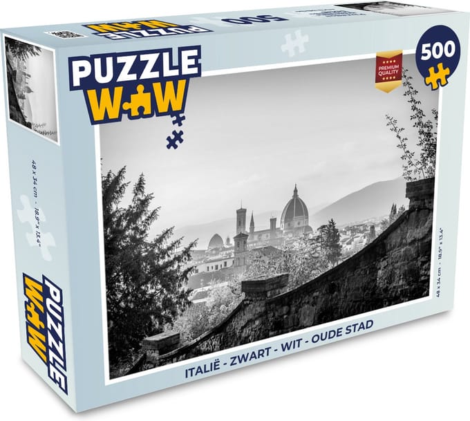 Puzzel Italië - Zwart - Wit - Oude Stad - Legpuzzel - Puzzel 500 stukjes