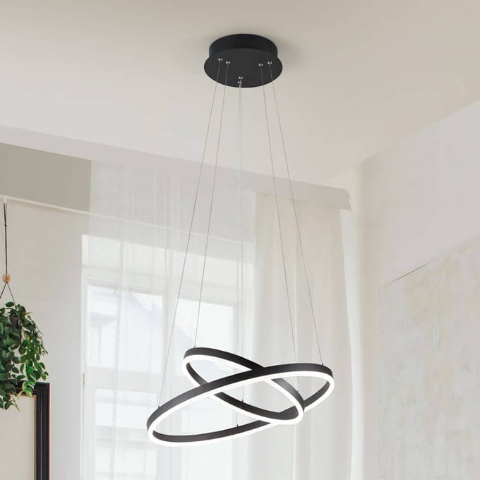 Fabas Luce LED hanglamp Giotto, 2-lamps, zwart