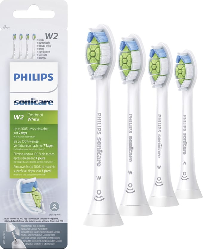 Philips Sonicare W2 Optimal White HX6064/10 - Opzetborstels - 4 stuks Wit 4 Stuks