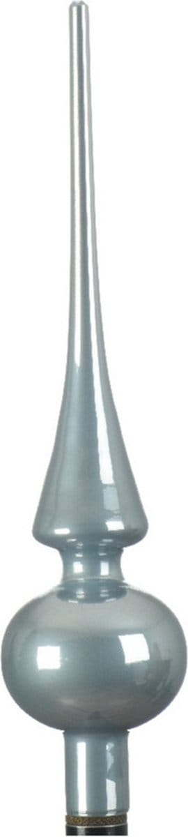 Decoris Kerstboom piek - lichtblauw - glas - glans - 26 cm - kerstpiek - kerstversiering