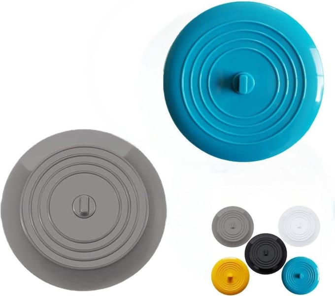 Siliconen Badstop - Afvoerpluggen Set - Water Dicht Maken - Universeel Geschikt - Diameter 15 cm - Blauw Grijs