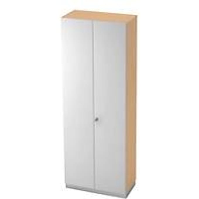 Garderobekast, 2 bladen, B 800 x D 420 mm, esdoornpatroon/zilver
