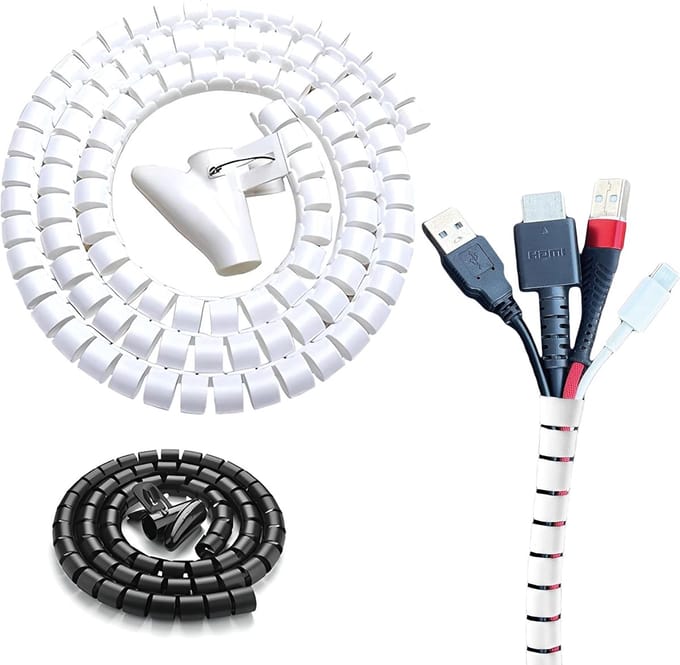Kabel Organizer - Spiralen Slang - Bureau Netheid - Flexibele Bescherming - 8mm x 1.5m - Wit