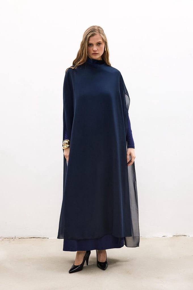 Touché Privé - Oversized chiffon maxi-tuniek - Marine - Dames