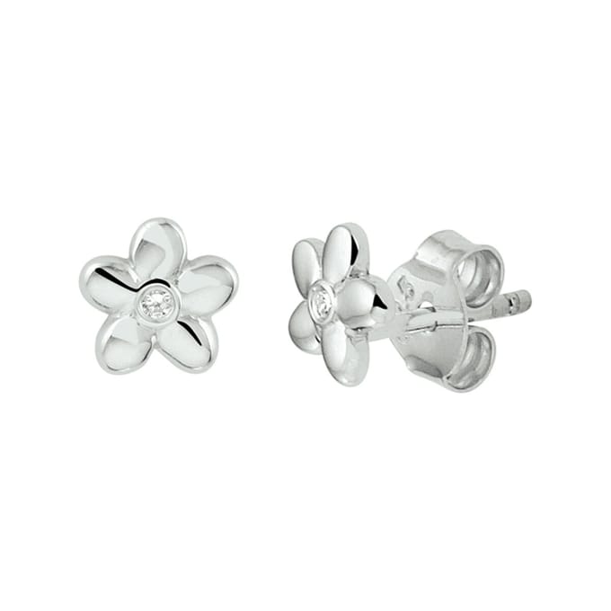 Zilver Gerhodineerd Oorknoppen Bloem Zirkonia 1337270