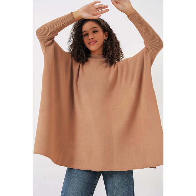Sweater met losse pasvorm en splitdetails bij de halve turtleneck