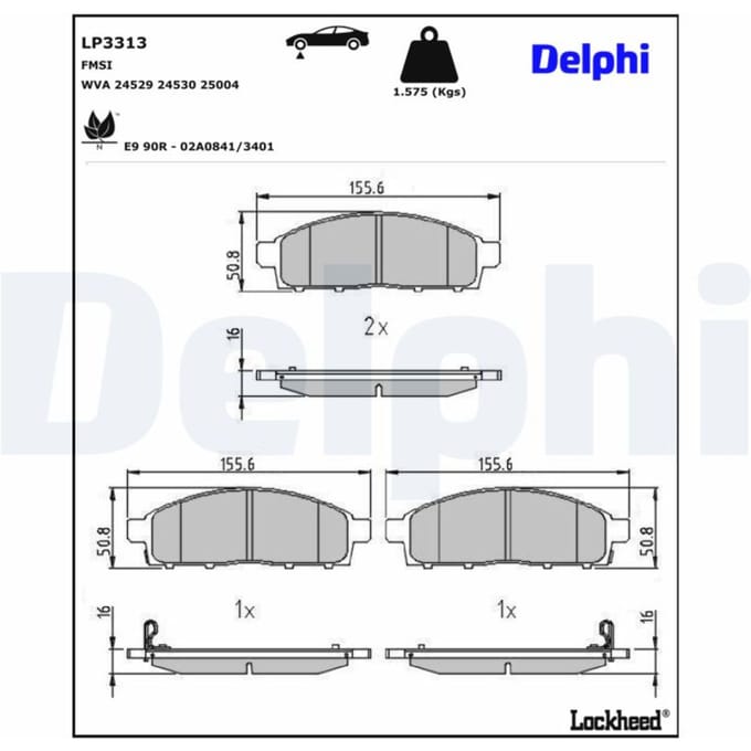 Remblokset DELPHI LP3313, voor