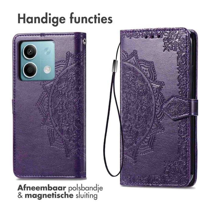 imoshion Hoesje - Geschikt voor Xiaomi Redmi Note 13 (5G) - Mandala Bookcase - Paars