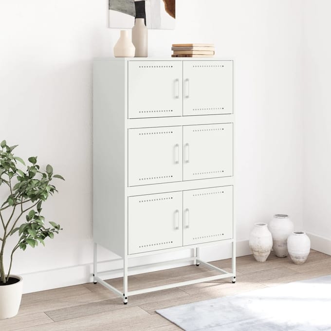 vidaXL - Dressoir - 68,5x38,5x123,5 - cm - staal - wit