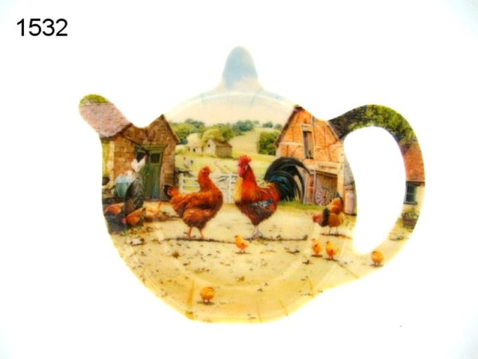 Lesser & Pavey Theetip Haan en Hen – 13 x 9 cm – Melamine – Boerderij Design